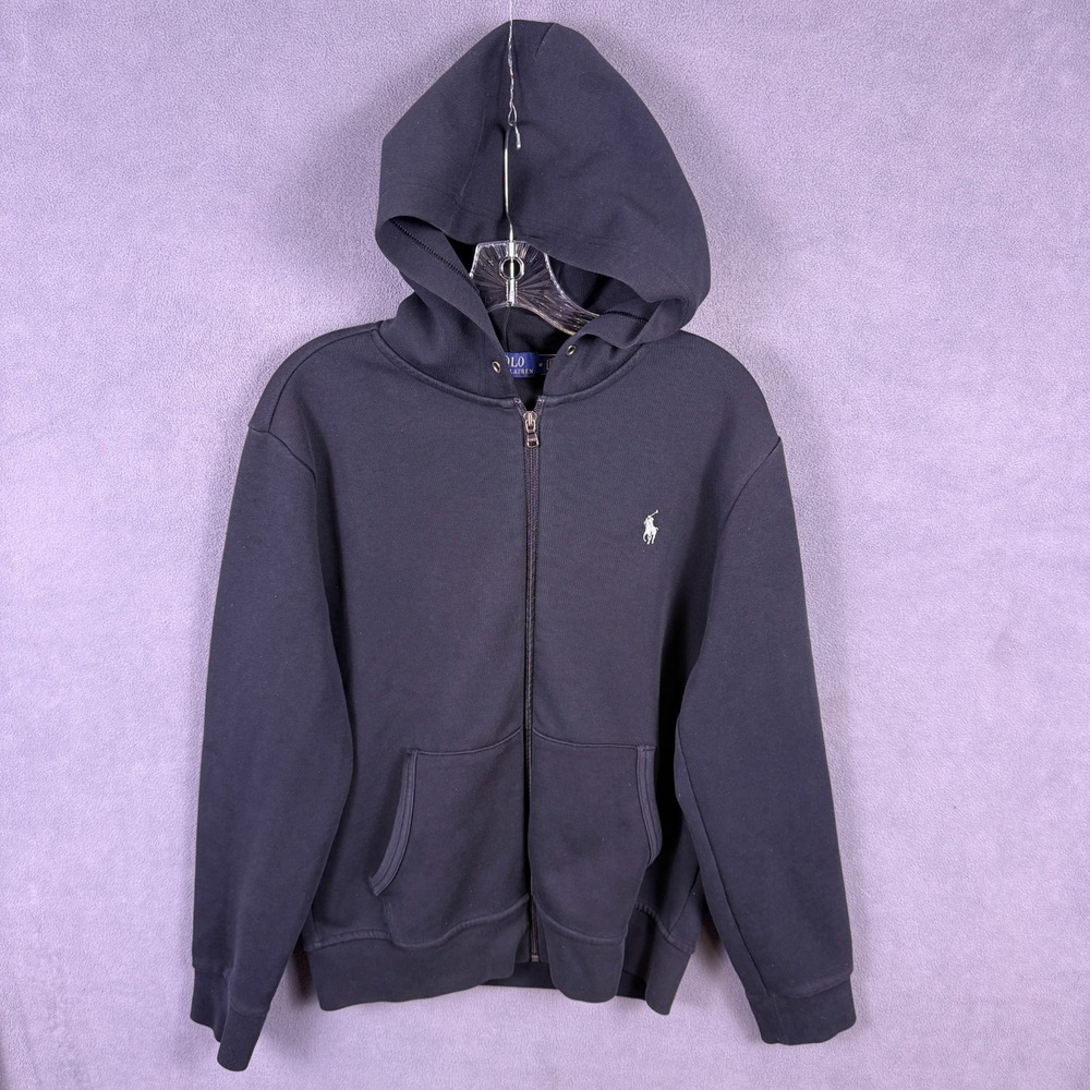 Polo Ralph Lauren Mens Full Zip Hoodie Fleece Double Knit Size M No Drawstring